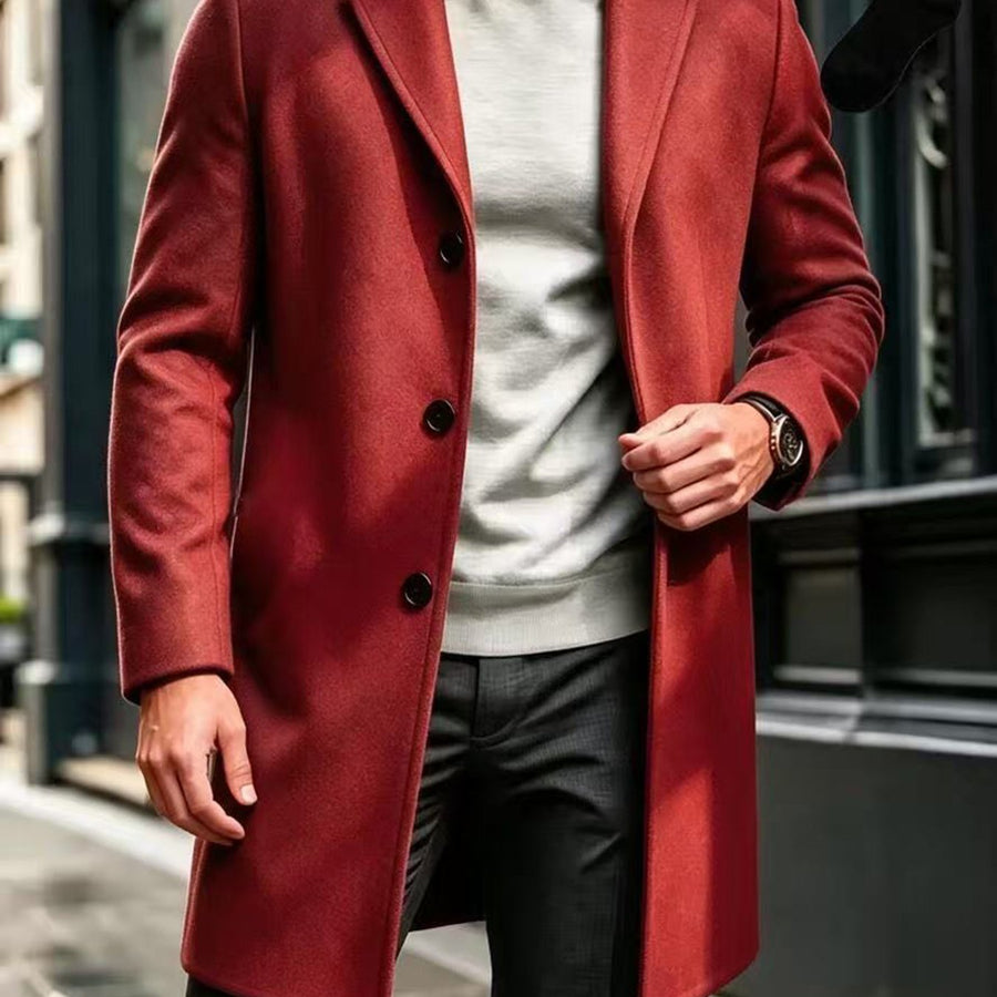 Trench, à revers, modele 12, coloris rouge foncé-a, détail