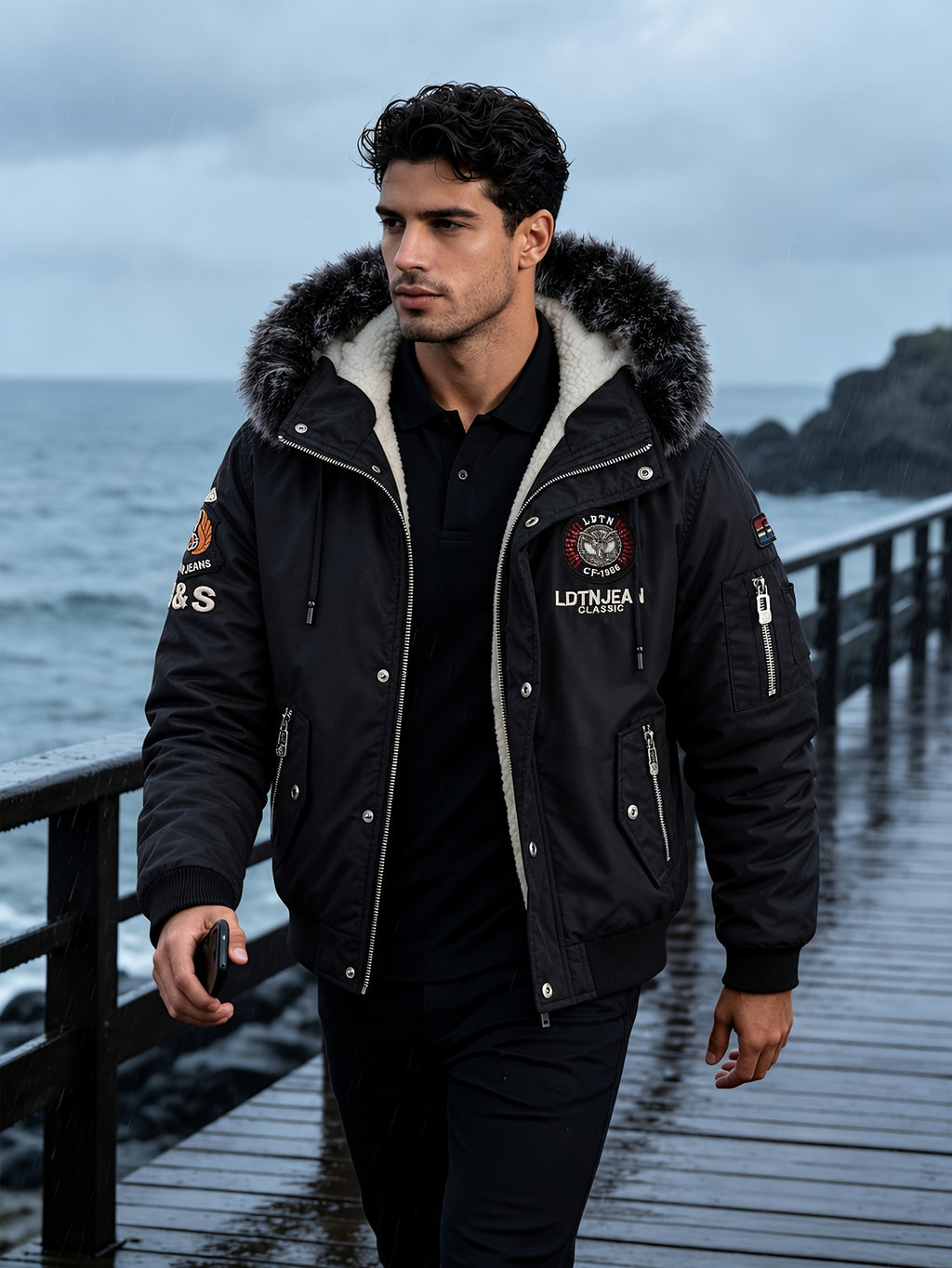 Veste pour homme, à capuche, bleu royal