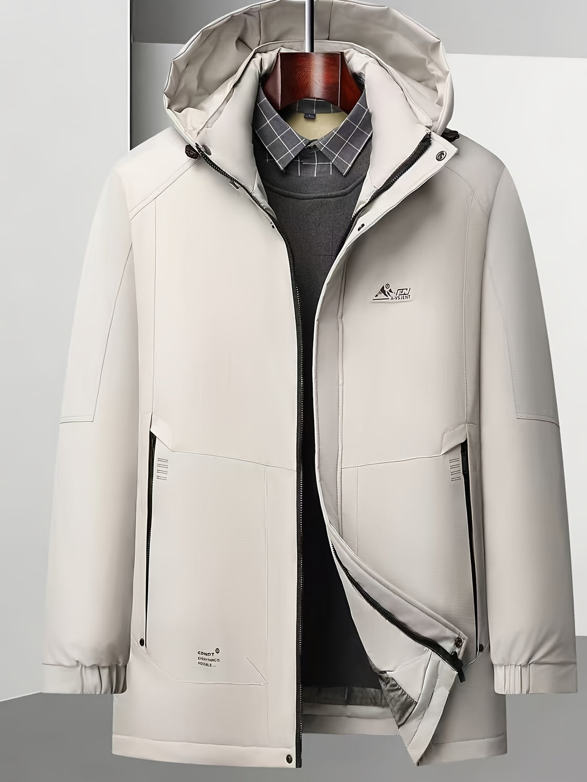 Manteau long pour homme, à capuche, café