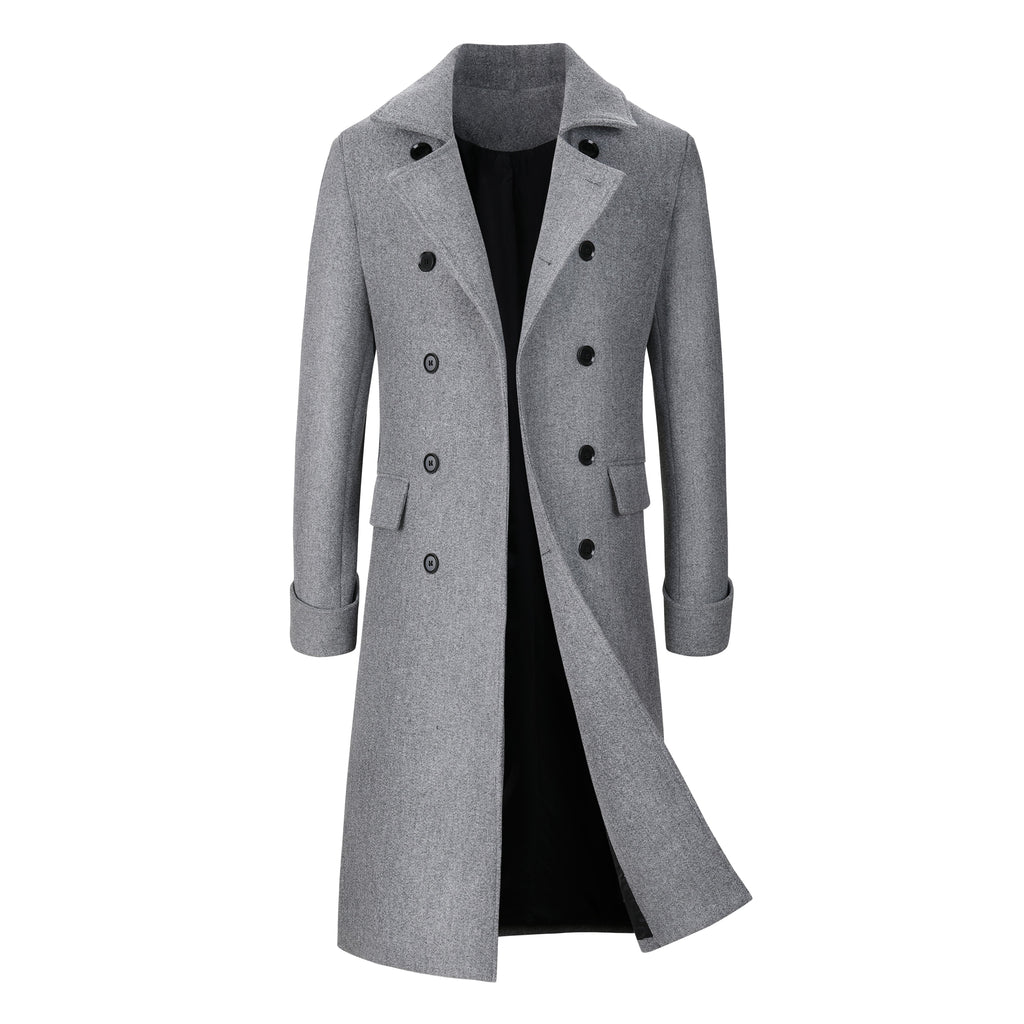 Manteau long pour homme, tweed, à revers