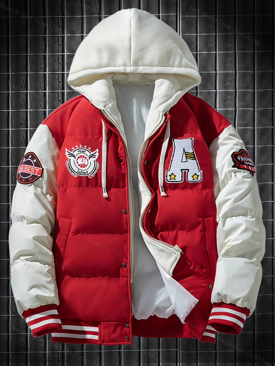 Veste courte à capuche hiver homme broderie complexe tendance marque épaissie costume pain chaud 5760L, photo 12