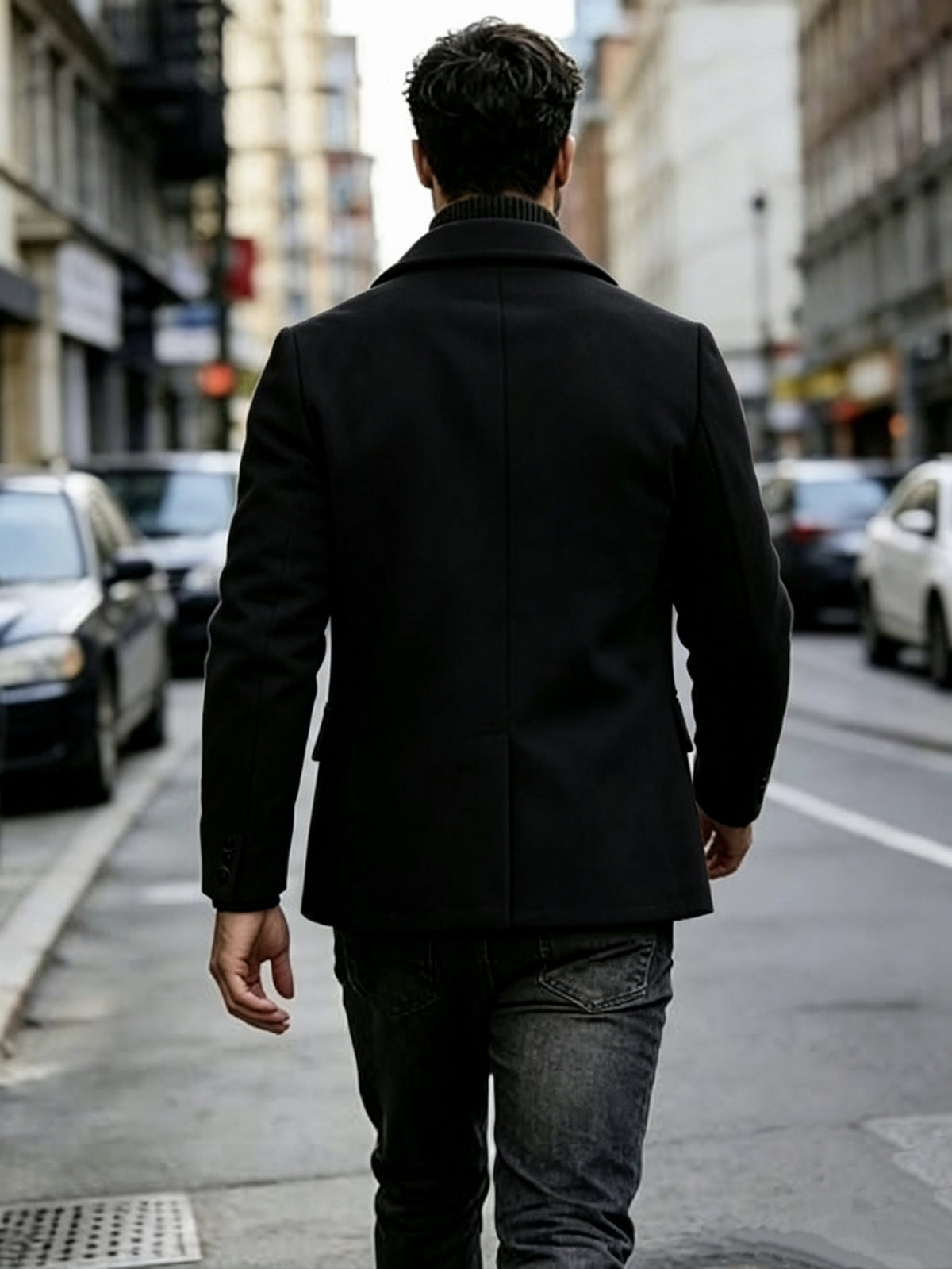 Manteau pour homme, à revers, col montant