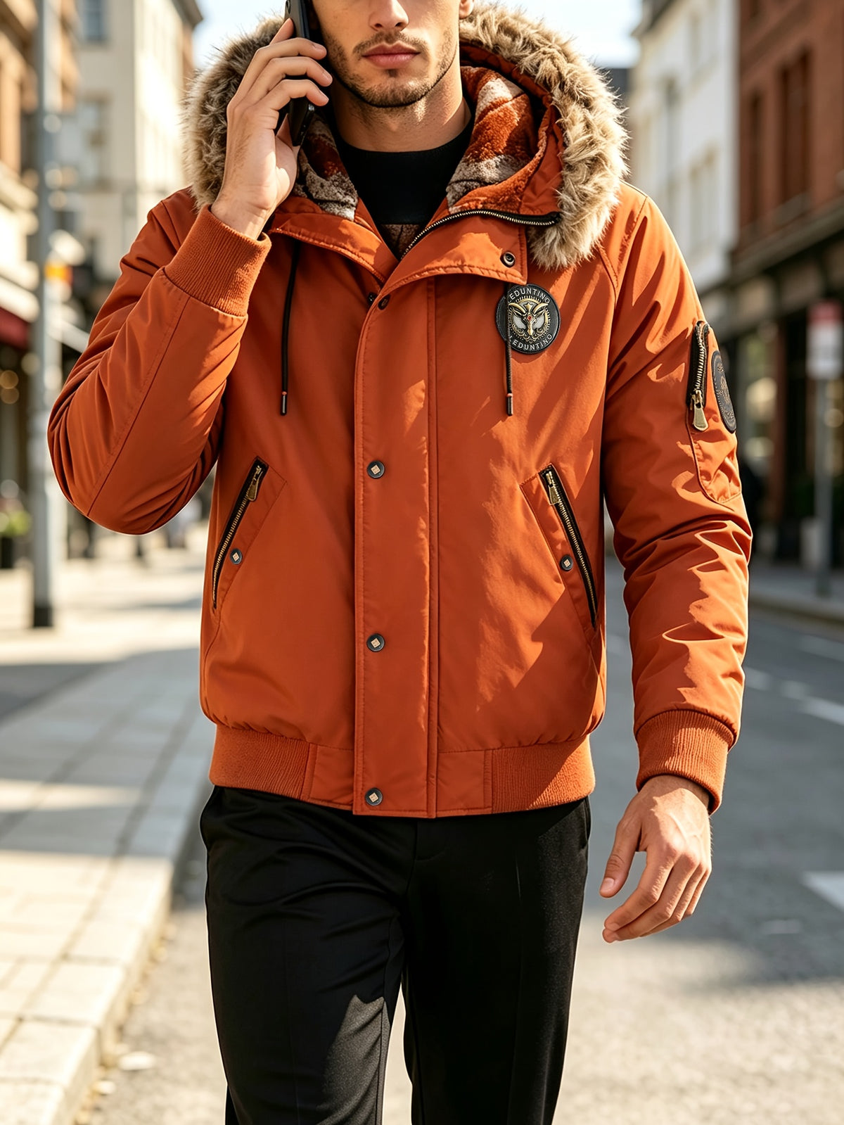 Veste pour homme, à capuche, vert foncé