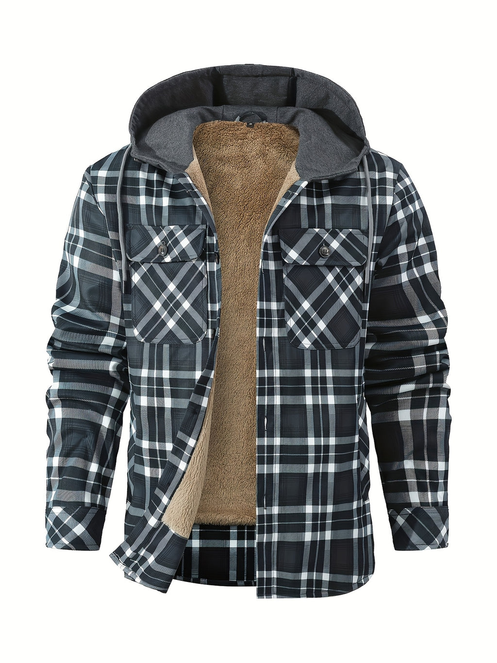 Veste pour homme, patchwork, à capuche, noir