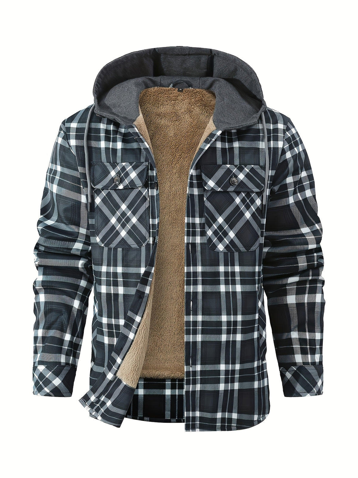 Veste pour homme, patchwork, à capuche, noir