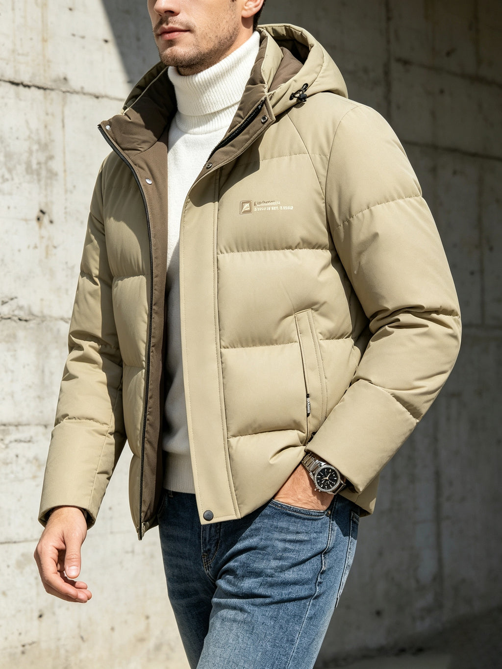 Manteau pour homme, coupe-vent, à capuche, bleu marine