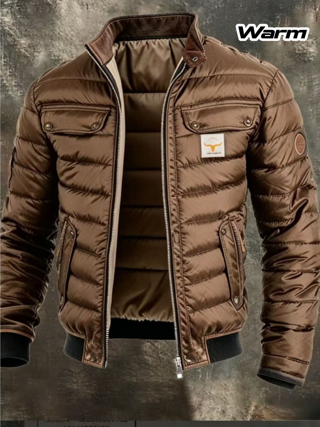 Veste matelassée pour homme, à col montant, gris