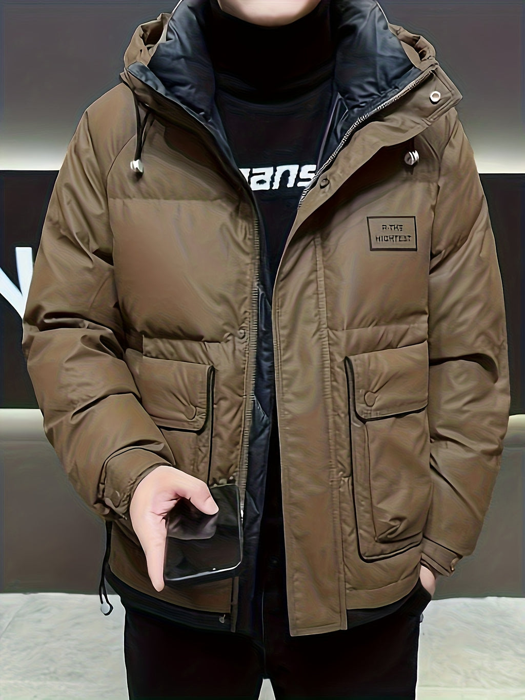 Manteau pour homme, à col montant, col montant