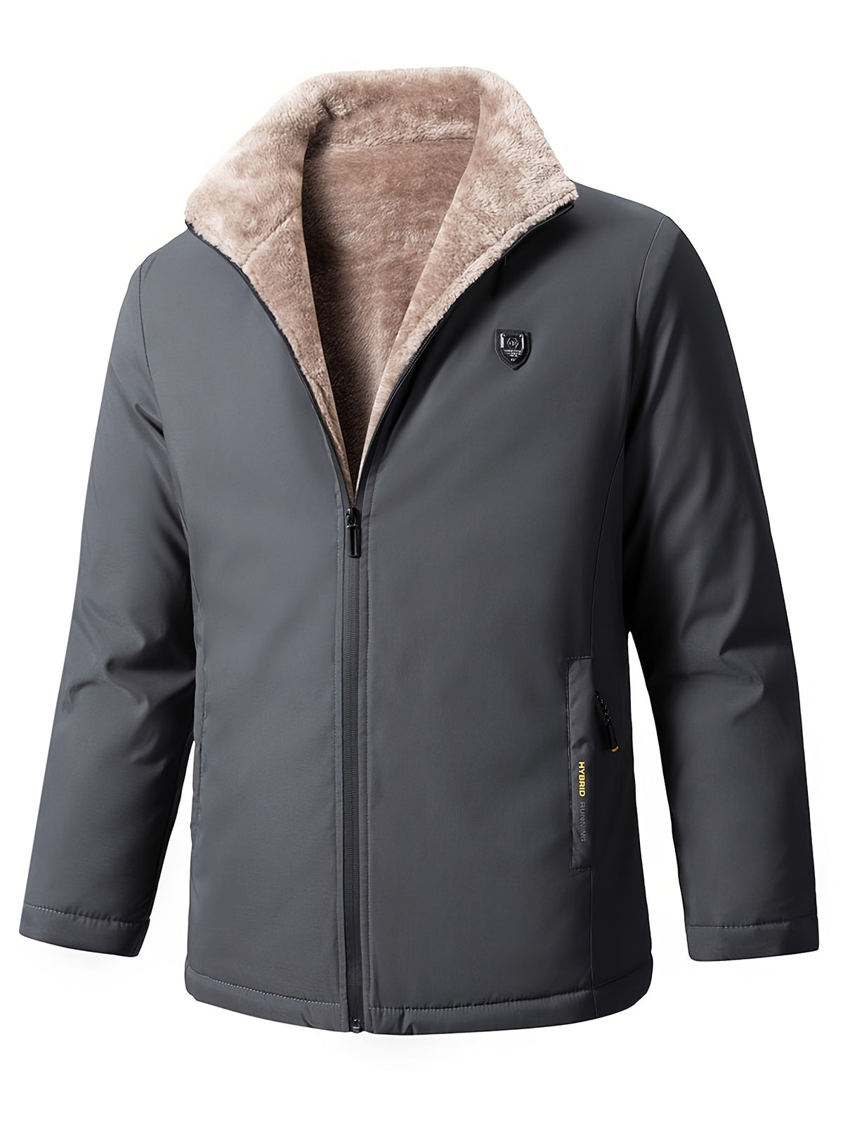 Manteau en fausse fourrure pour homme, polaire, à revers