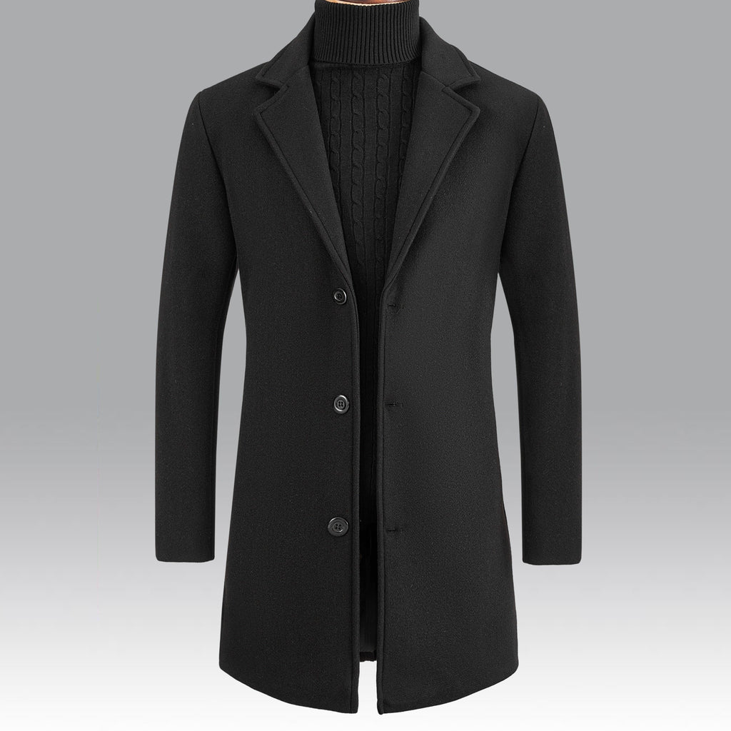 Trench long, à revers, gris argenté, coloris noir