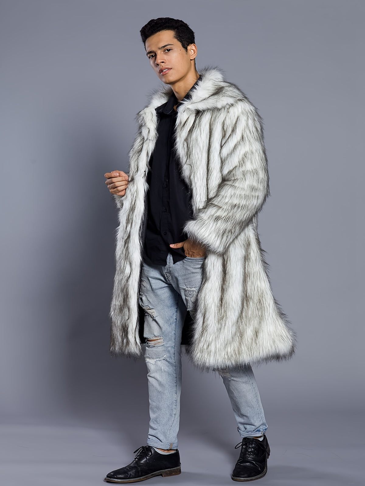 Manteau en fausse fourrure pour homme