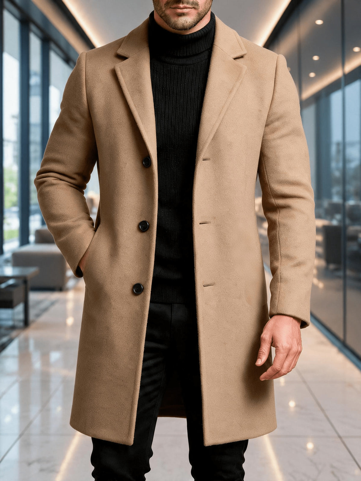 [Mei Xi Select] Trench-coat pour homme printemps/automne 2026, vêtement d'extérieur décontracté simple et polyvalent pour le printemps et l'automne, pour les trajets quotidiens et le quotidien avec une sensation de qualité supérieure