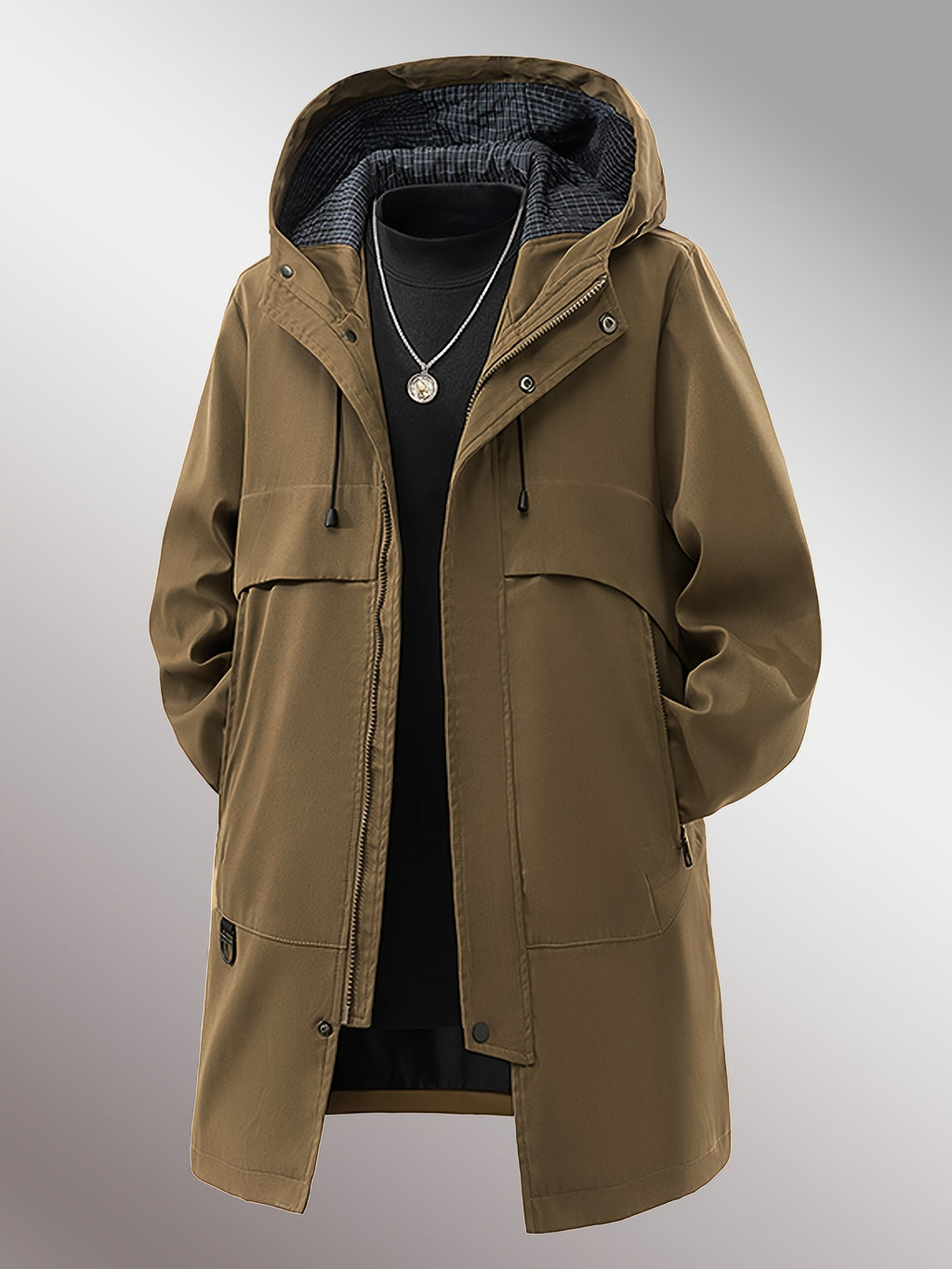 Manteau pour homme, à capuche, café