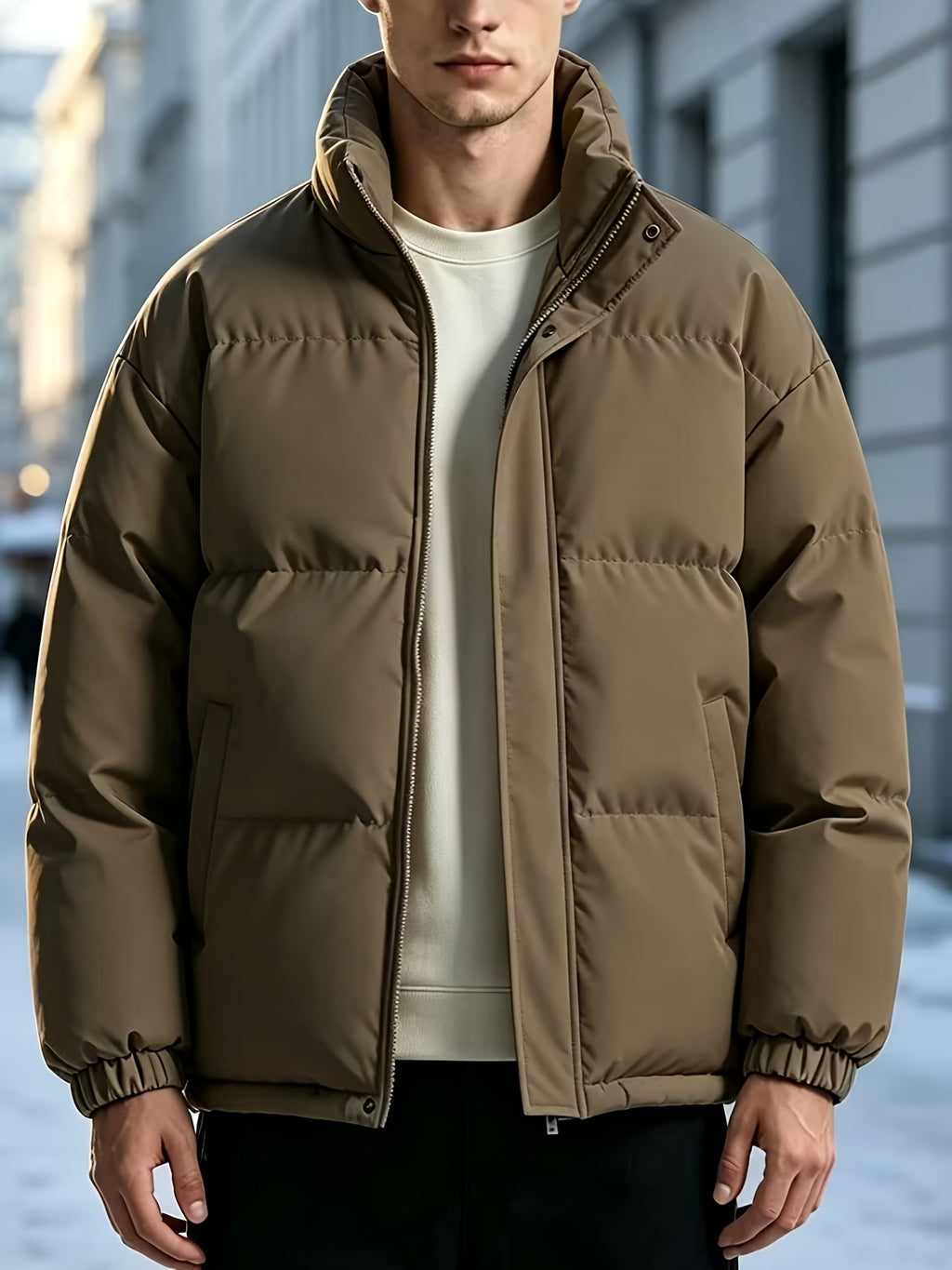 Veste pour homme, à col montant, rouge tendre