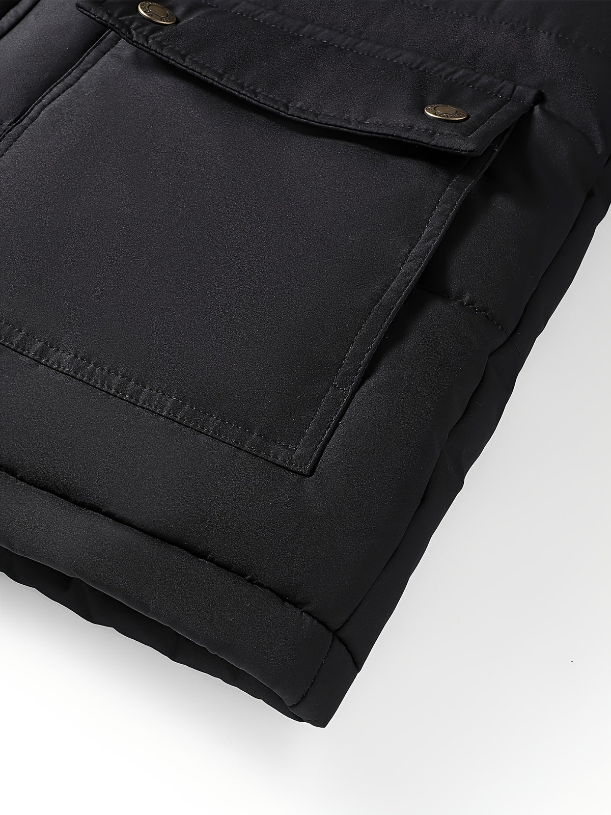 Manteau pour homme, coupe-vent, à capuche, noir foncé