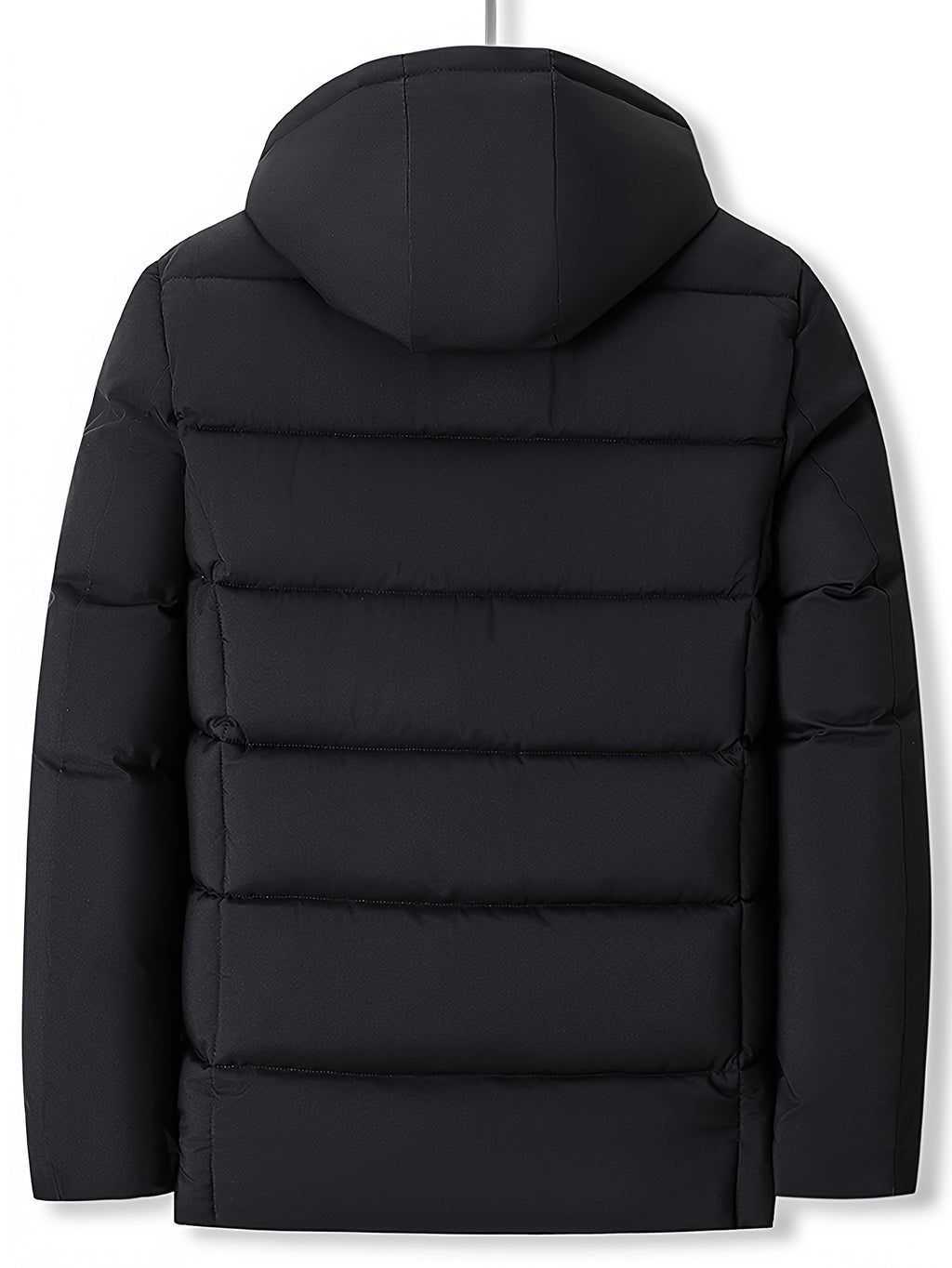 Manteau matelassé long pour homme, capuche amovible