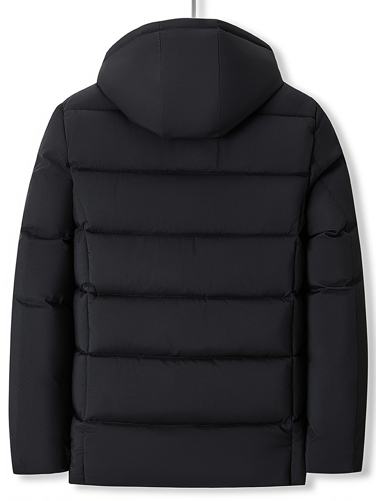 Manteau matelassé long pour homme, capuche amovible