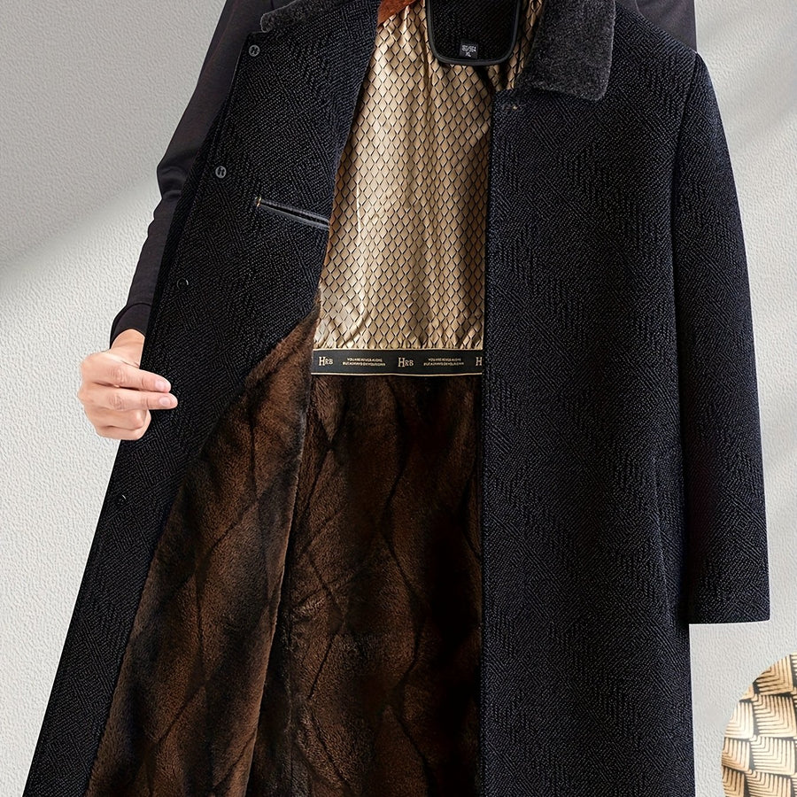 Manteau long, tweed, à revers, bleu marine, coloris bleu marine, détail