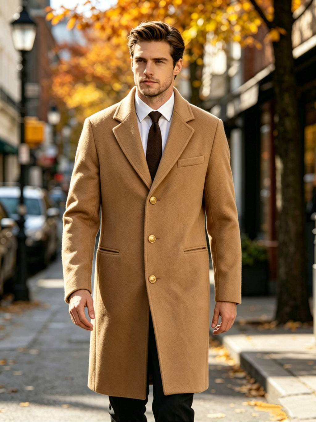 Manteau pour homme, à revers, gris