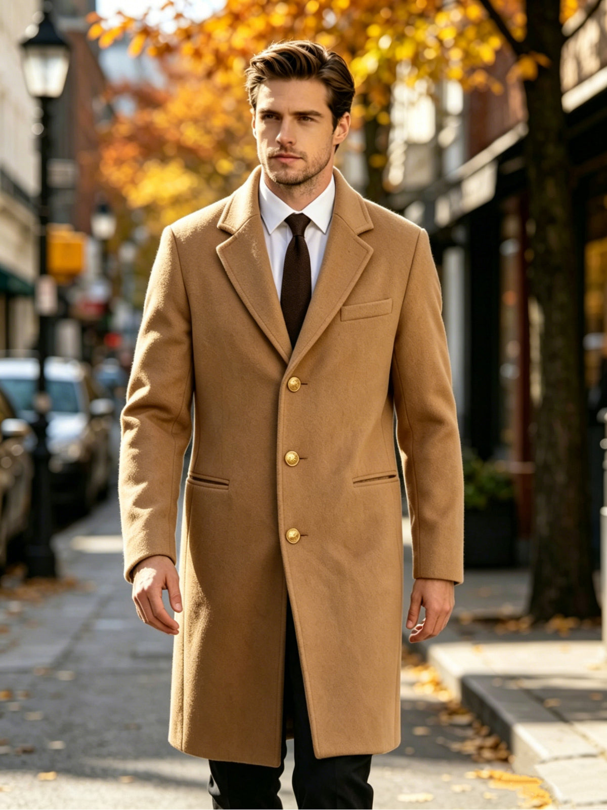 Manteau pour homme, à revers, gris
