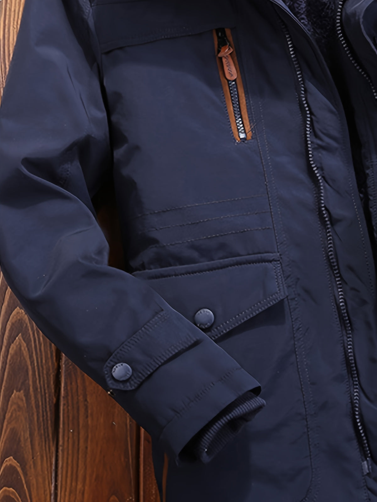 Veste pour homme, polaire, à capuche, bleu foncé