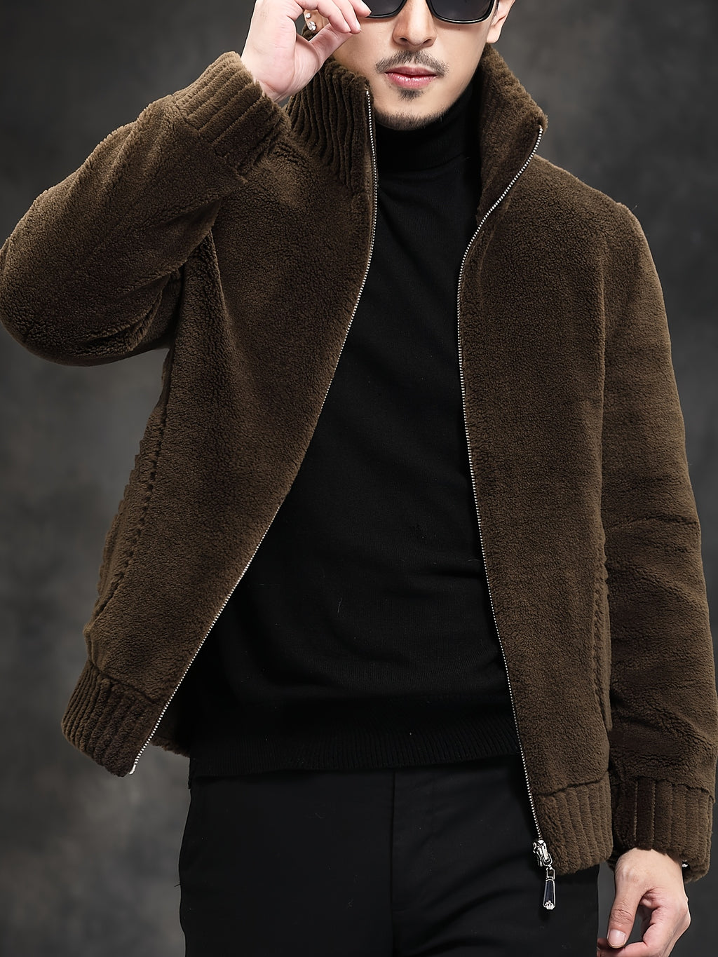 Veste en fausse fourrure pour homme, col montant, cinq coloris