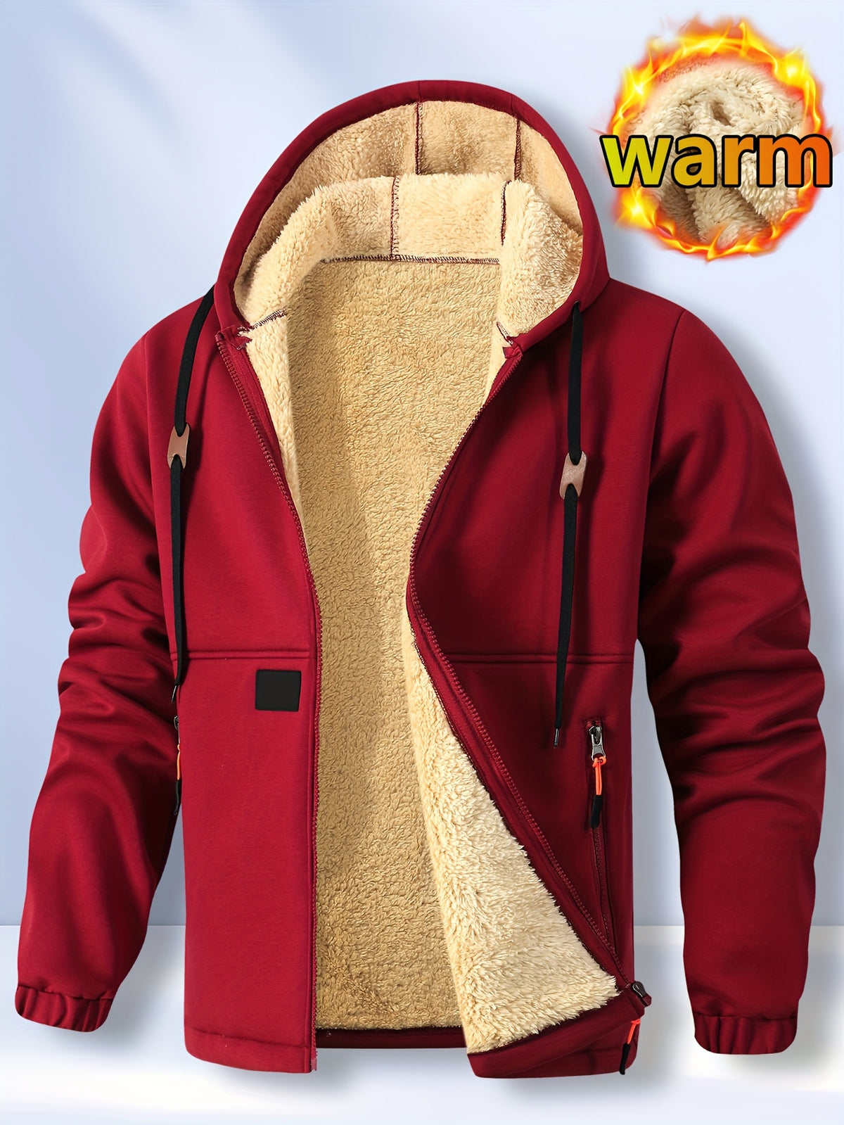 Manteau long pour homme, polaire, à capuche