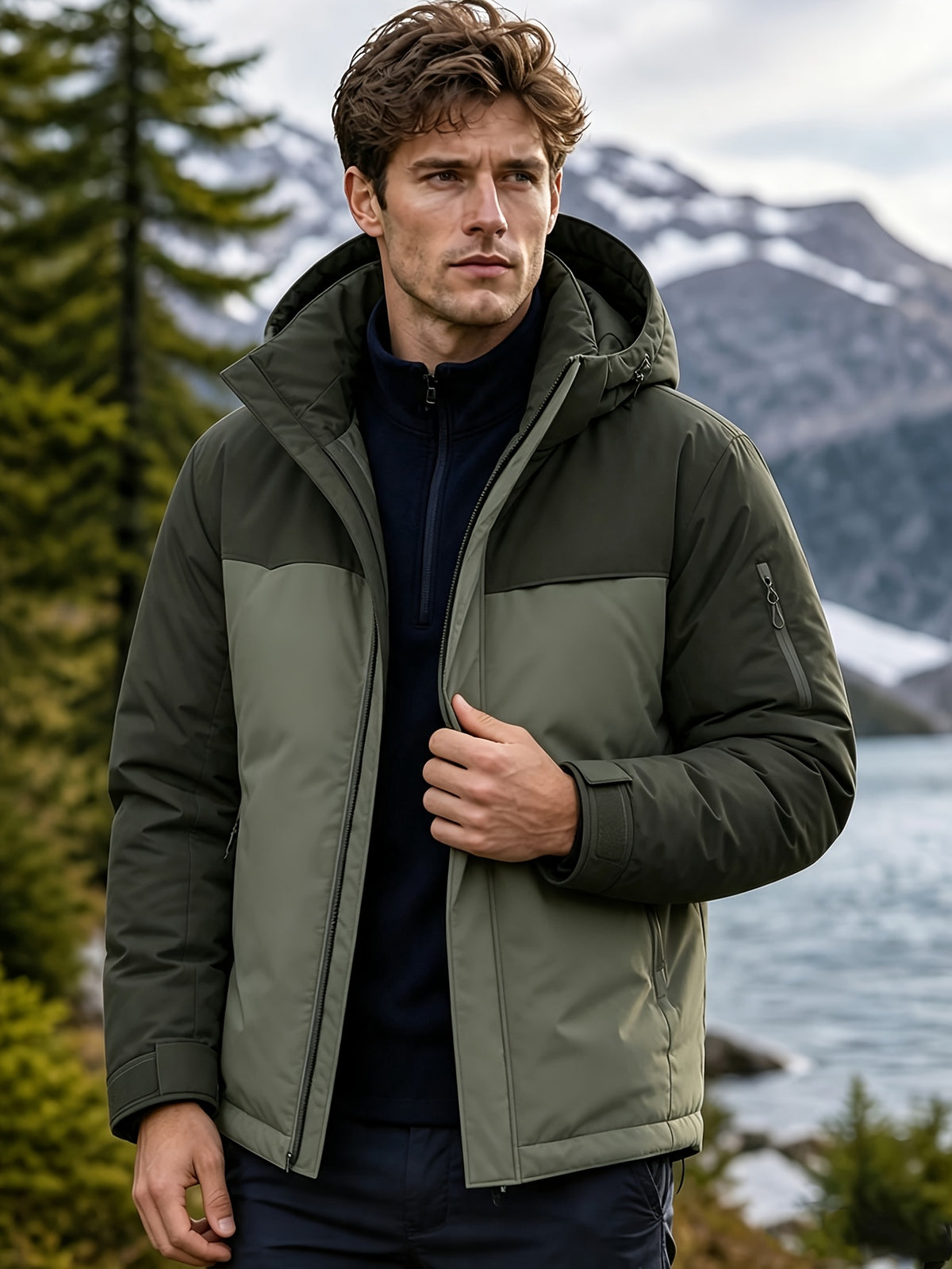 Veste pour homme, à capuche, gris de yinchuan