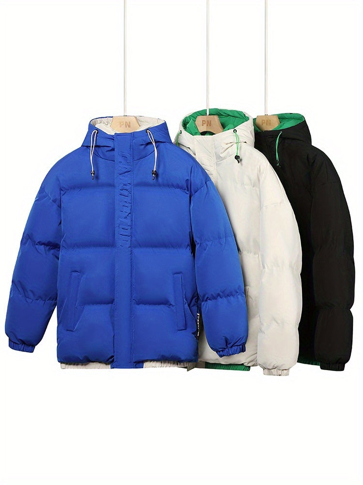 Manteau matelassé pour homme, coupe-vent, à capuche, bleu argile