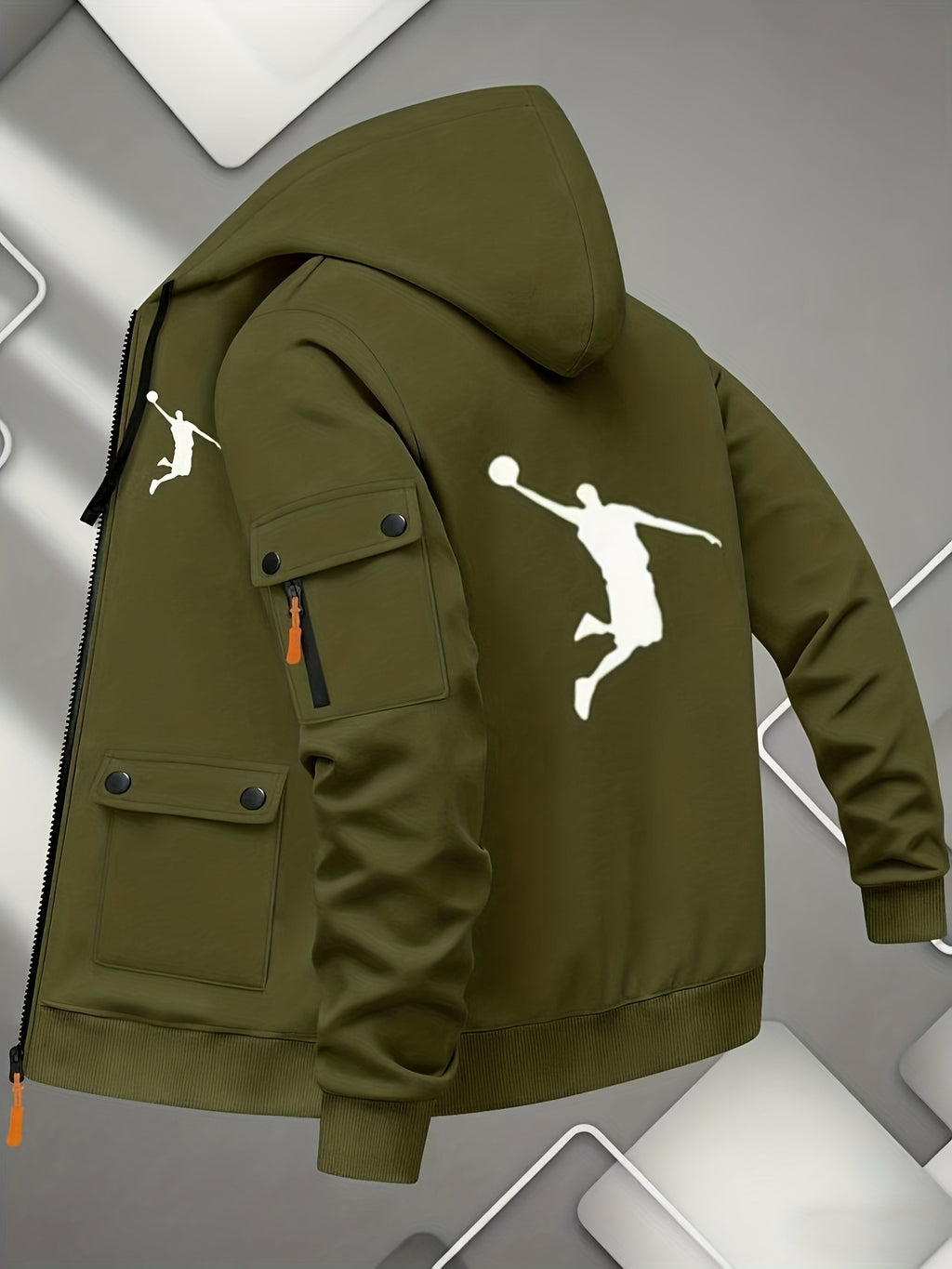 Veste pour homme, à capuche, gris foncé