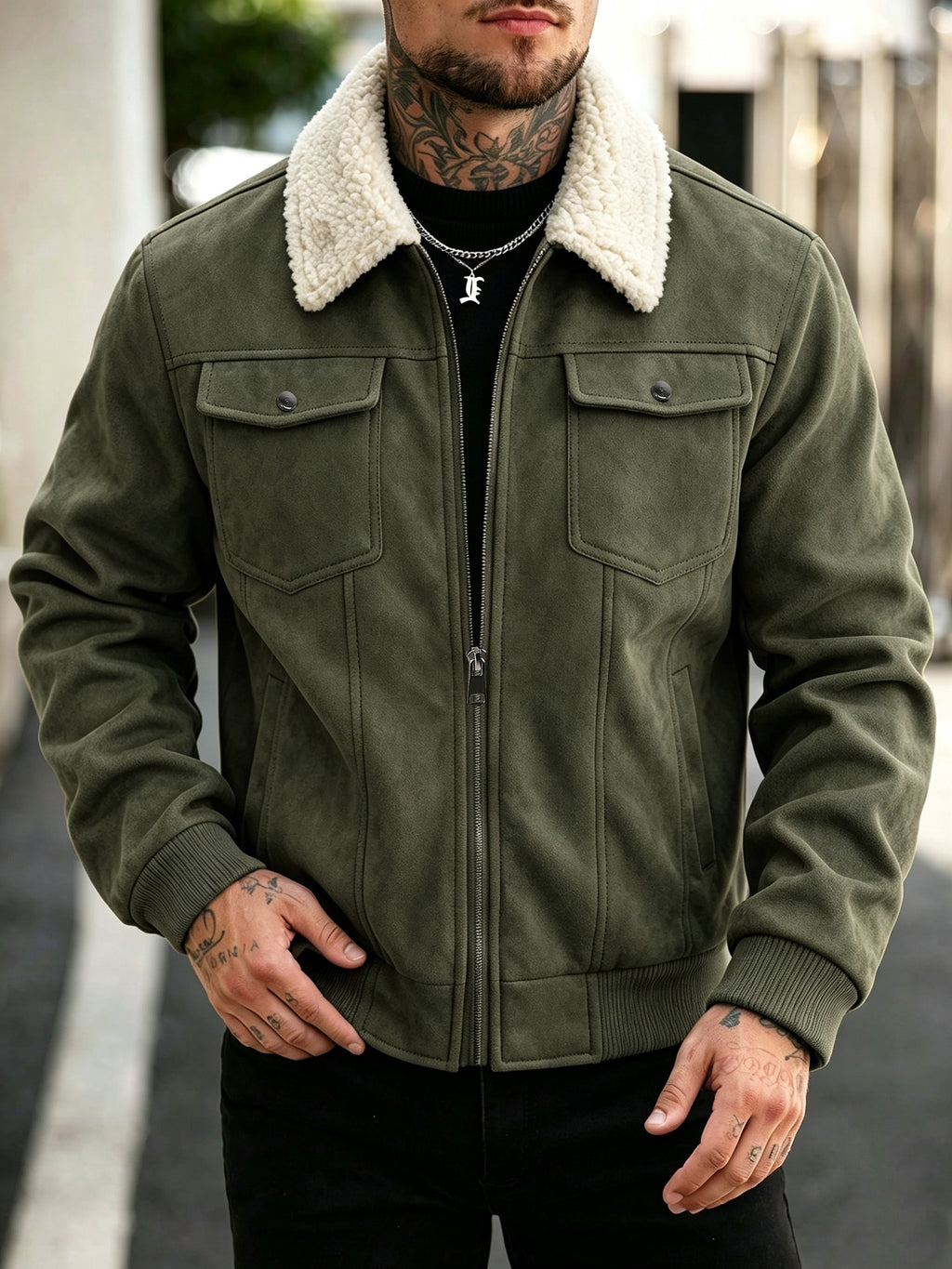 Veste long pour homme, velours, à revers