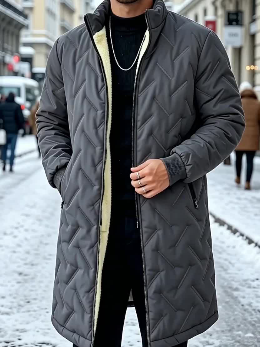 Veste long pour homme, coupe-vent, à col montant