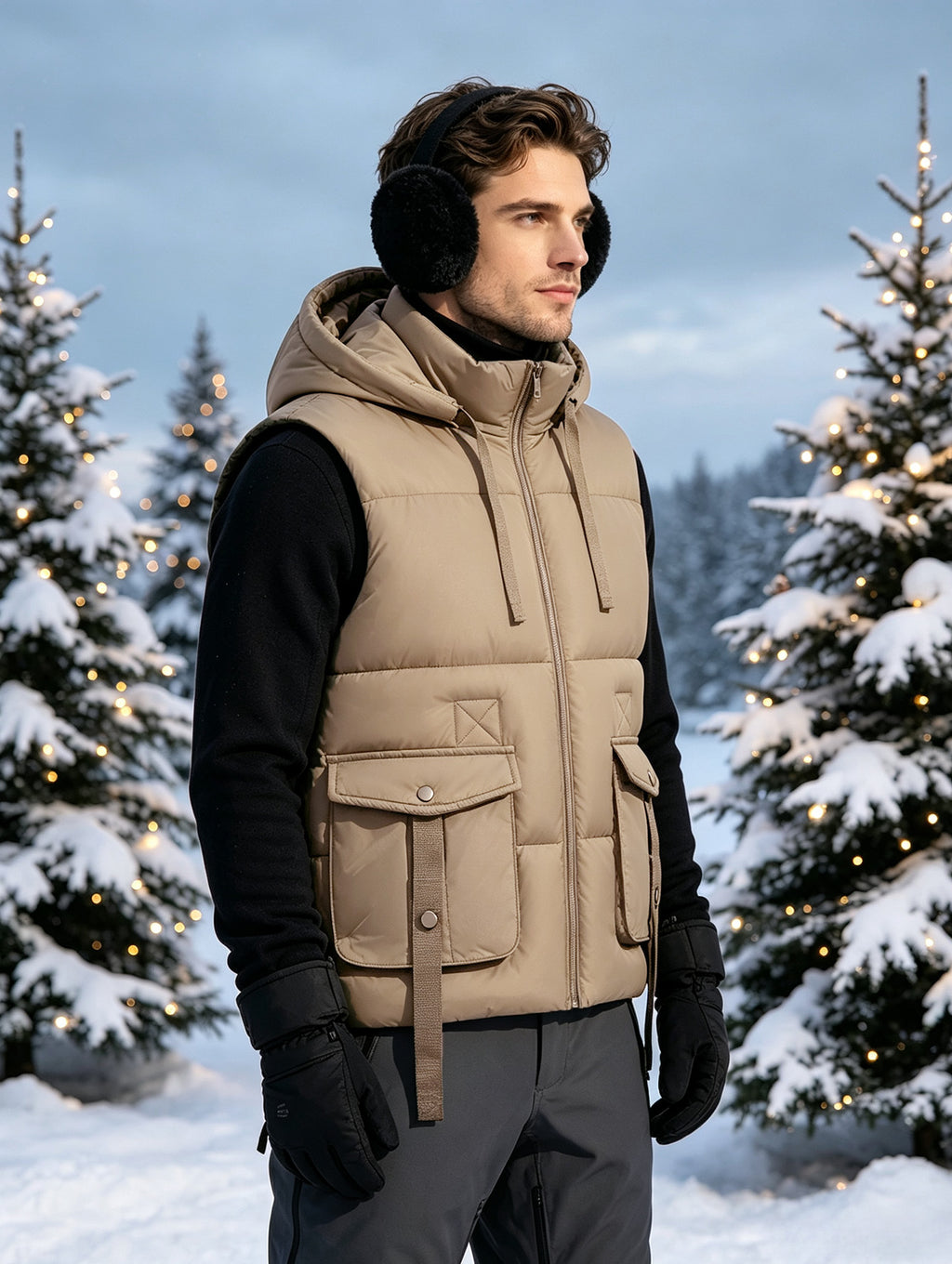 Manteau, capuche amovible, kaki