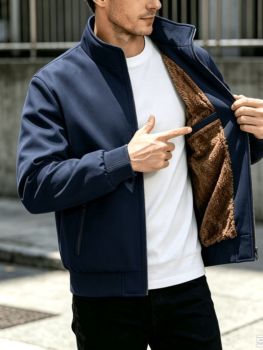 Veste, à col montant, brun jaunâtre, détail du vêtement