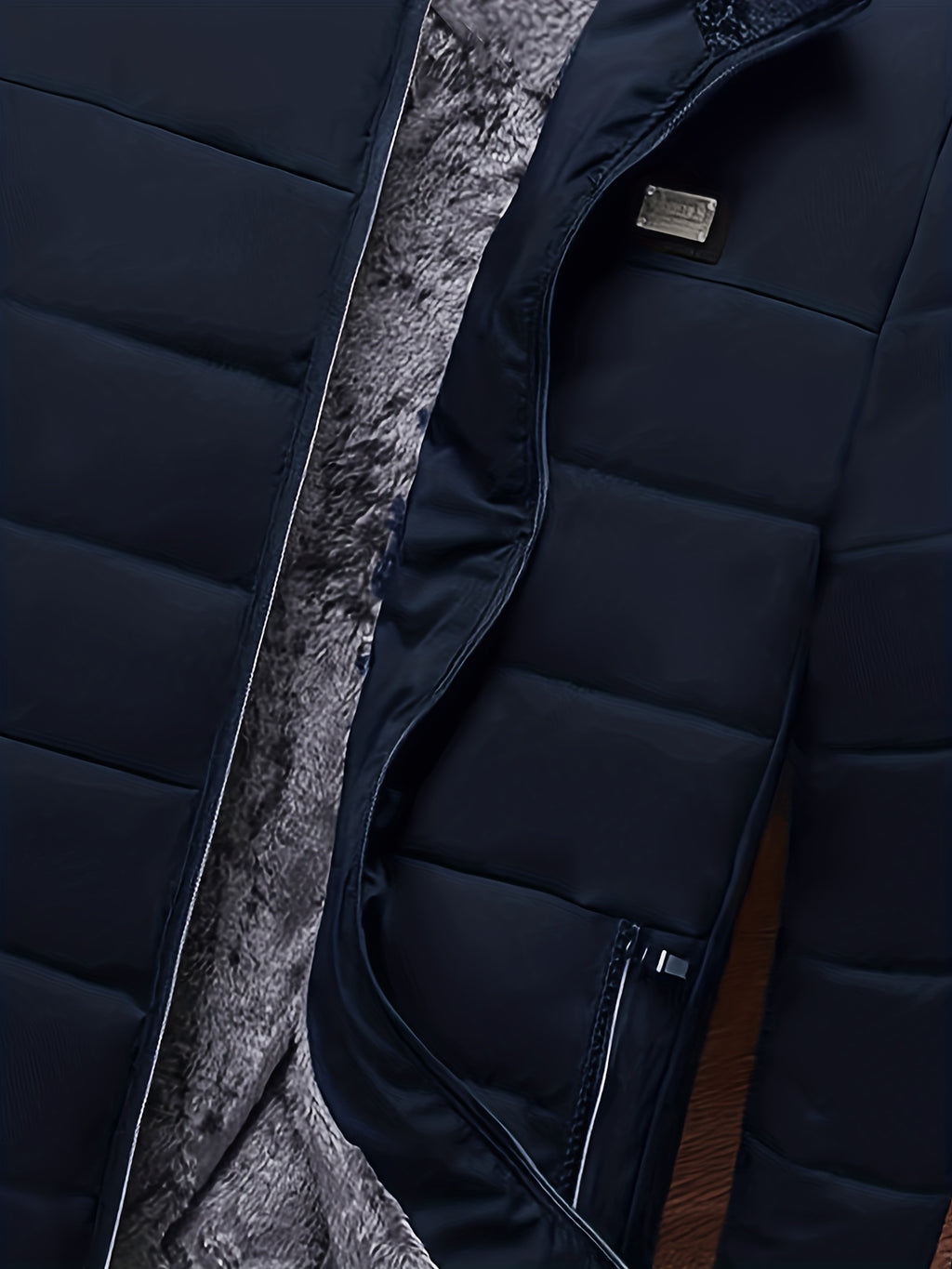 Manteau pour homme, à col montant, noir