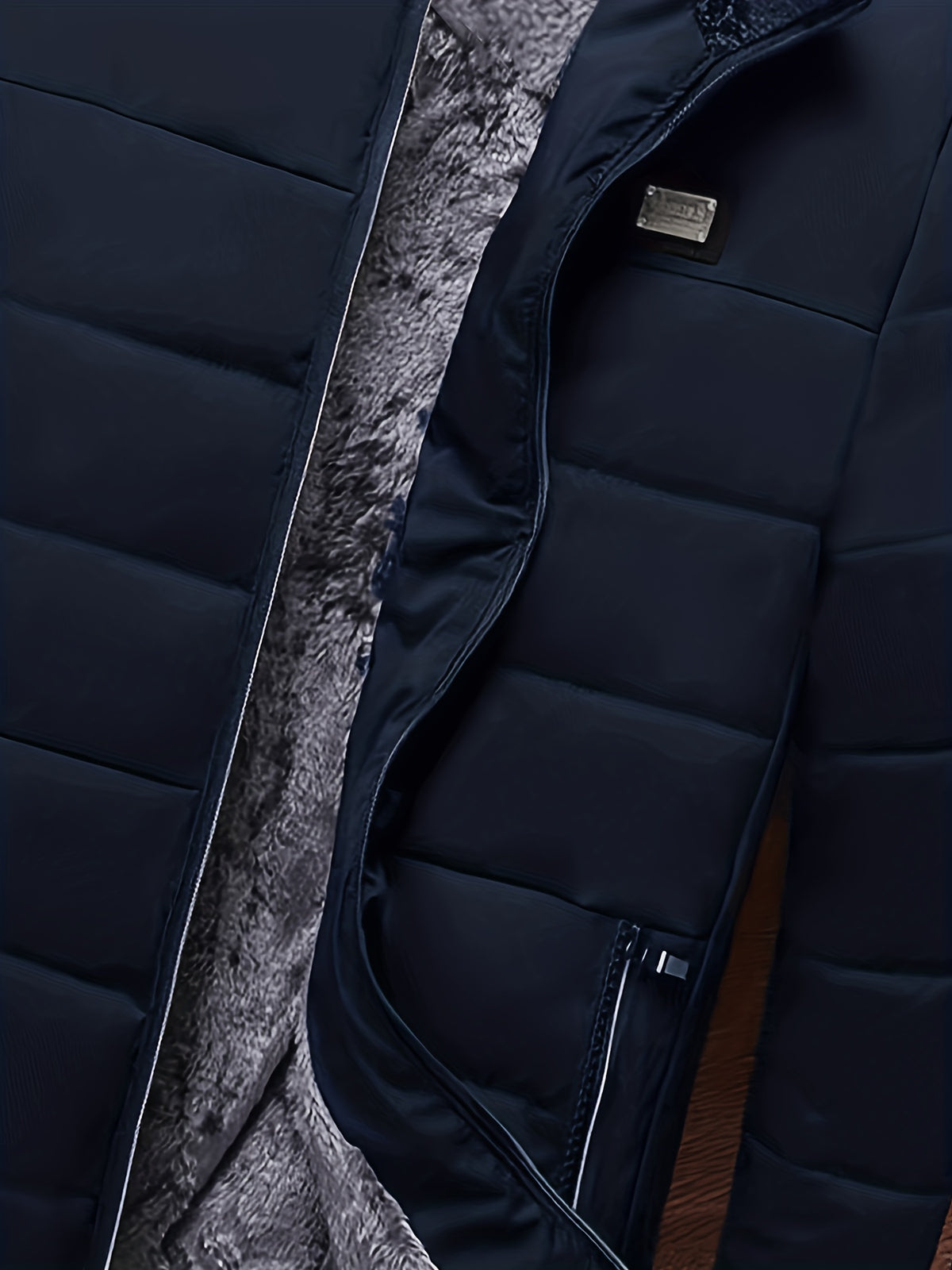 Manteau pour homme, à col montant, noir