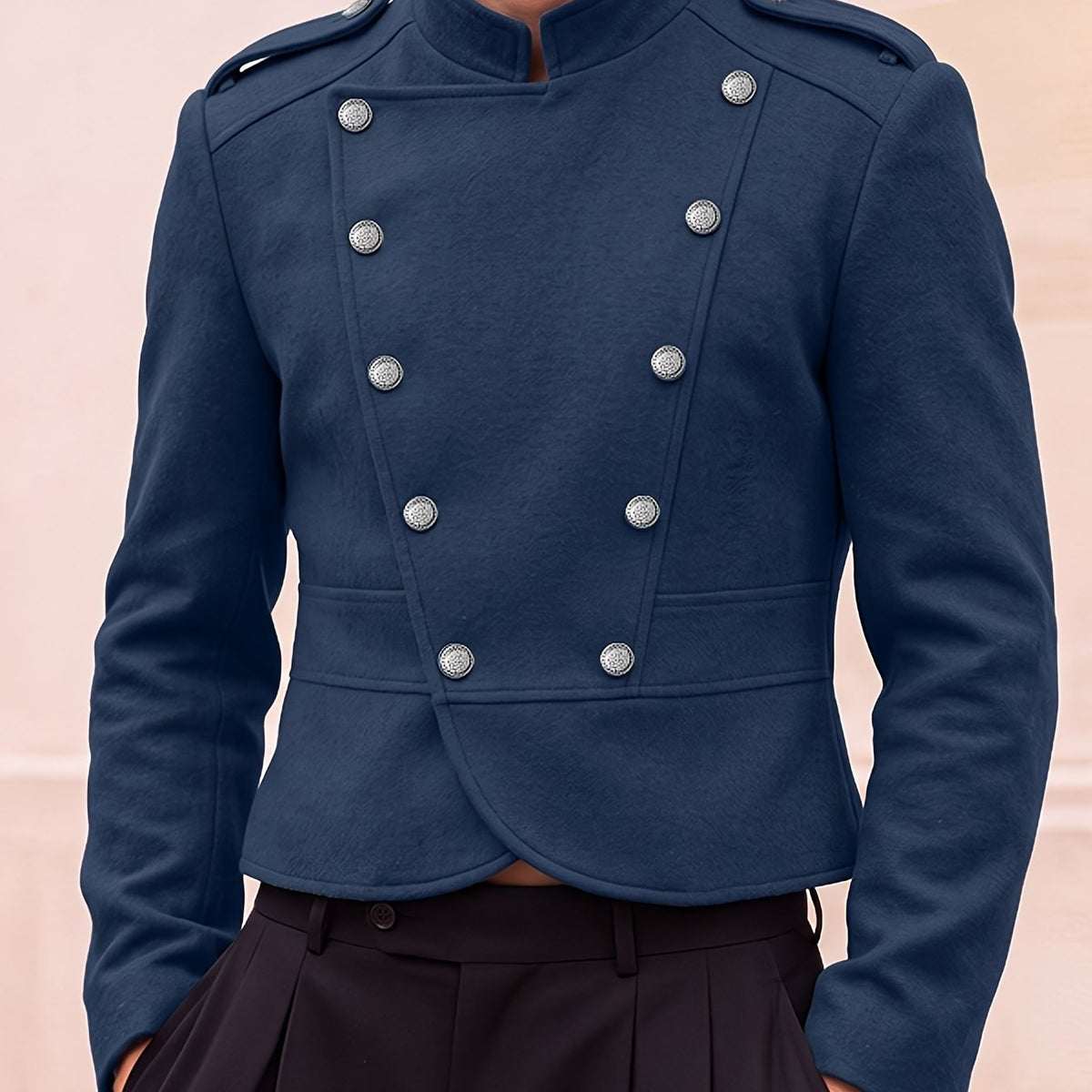 Veste, à col montant, marron clair, coloris couleur marine Image