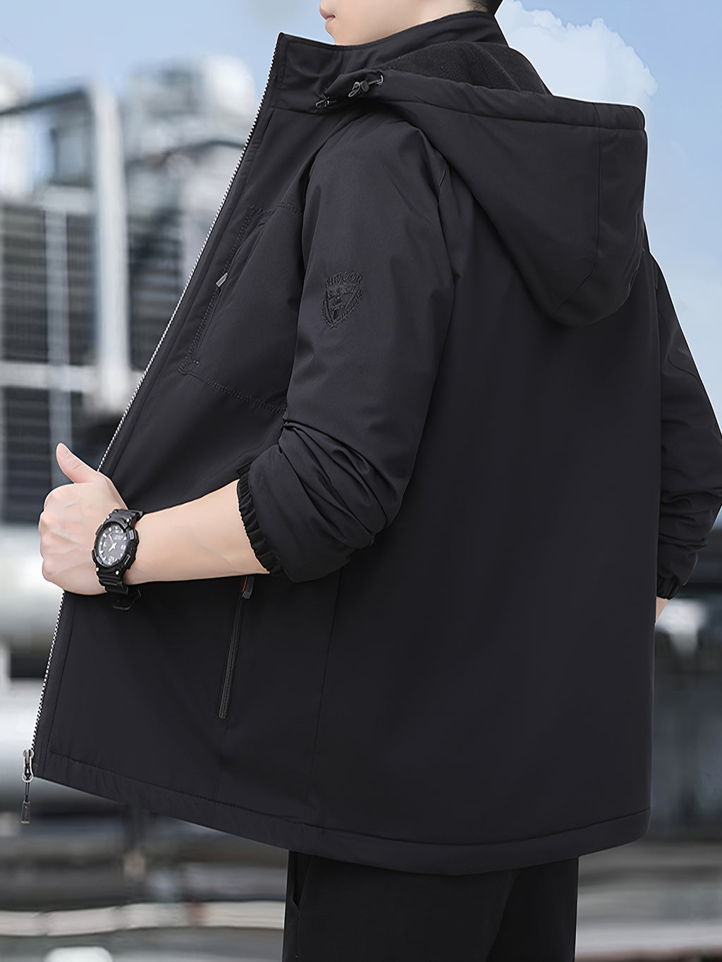 Veste matelassée pour homme, à capuche, bleu