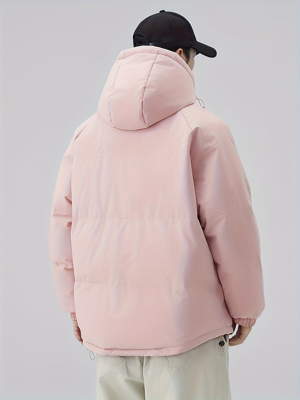 Manteau matelassé pour homme, patchwork, à capuche