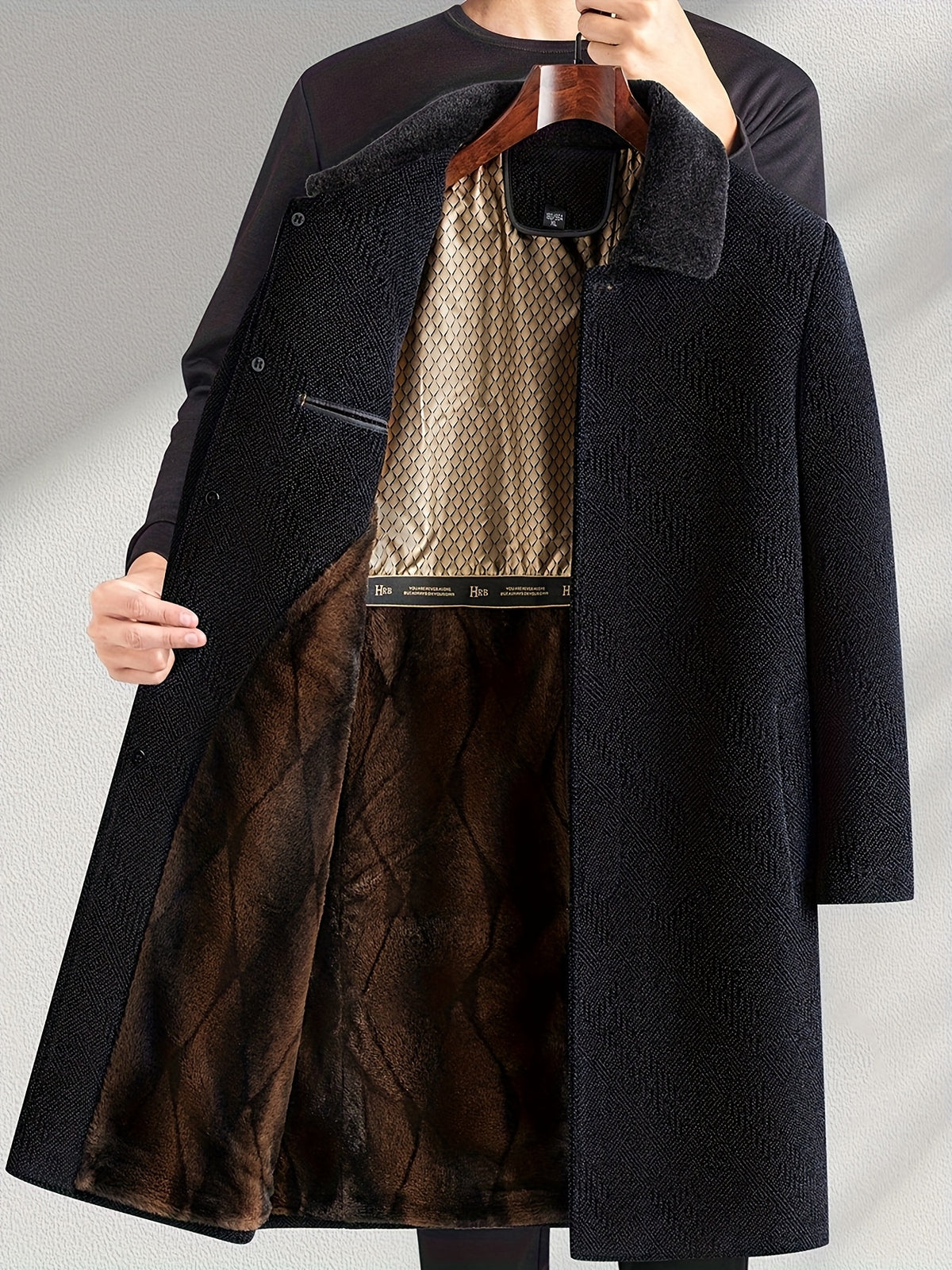 Manteau long pour homme, polaire, à revers
