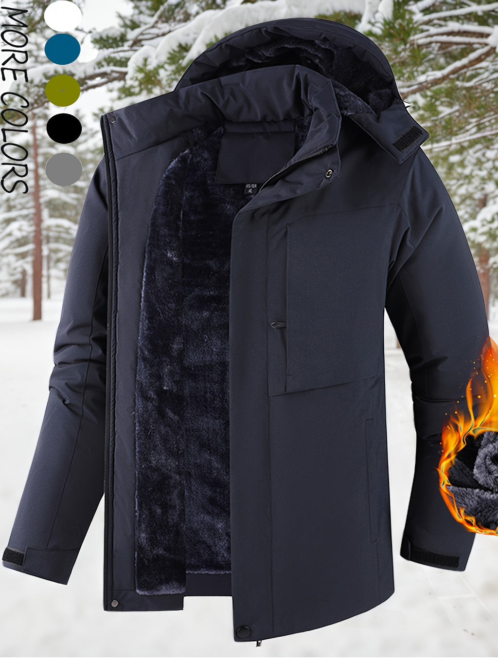 Veste matelassée pour homme, polaire, à capuche