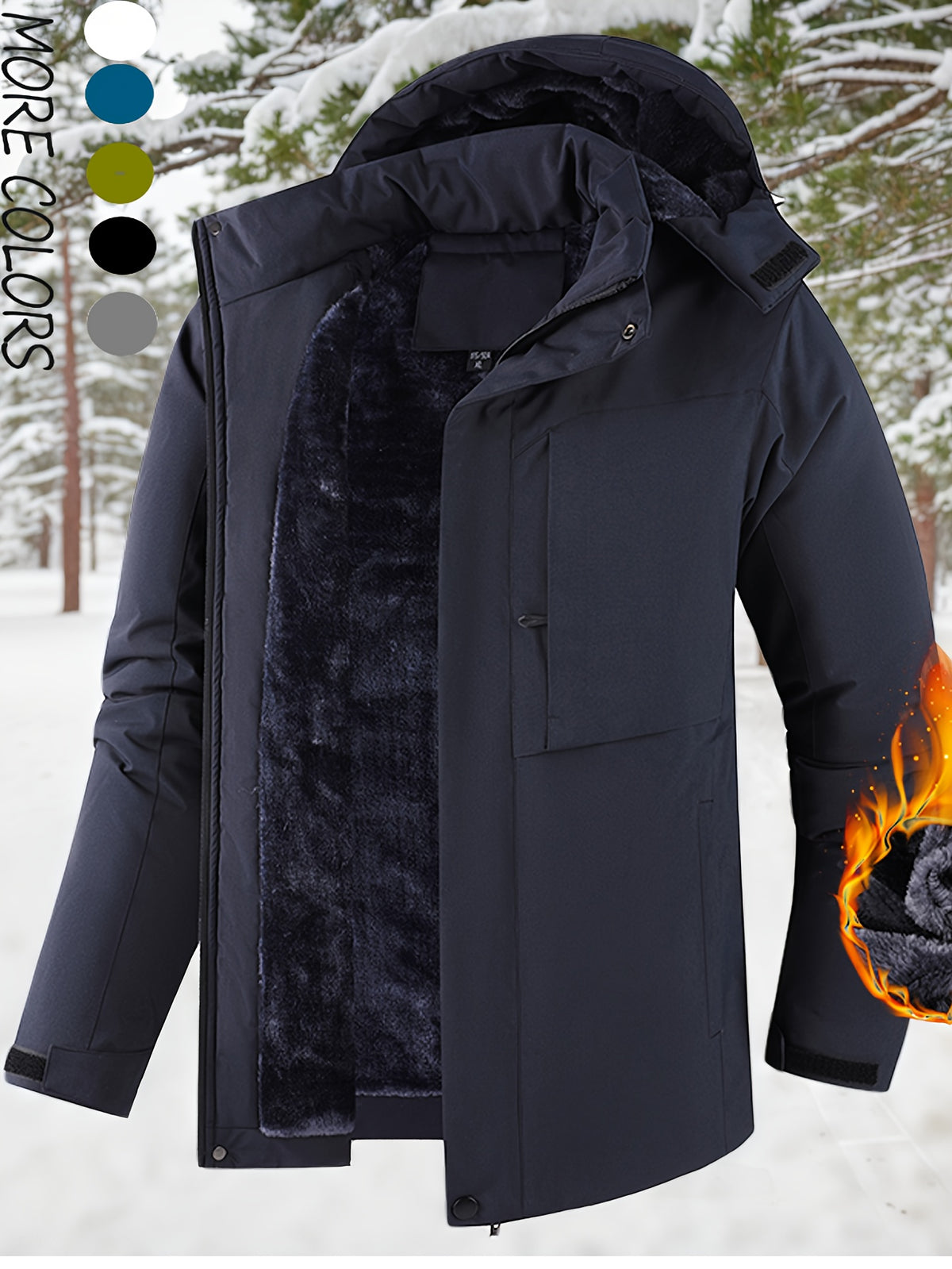 Veste matelassée pour homme, polaire, à capuche