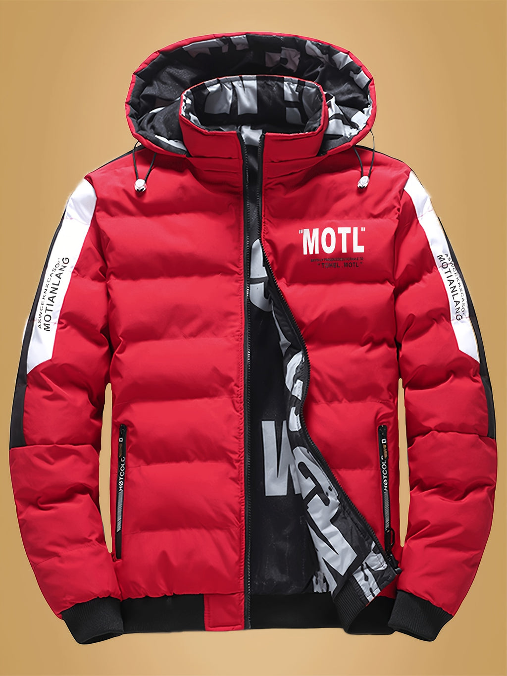 Manteau pour homme, capuche amovible, blanc