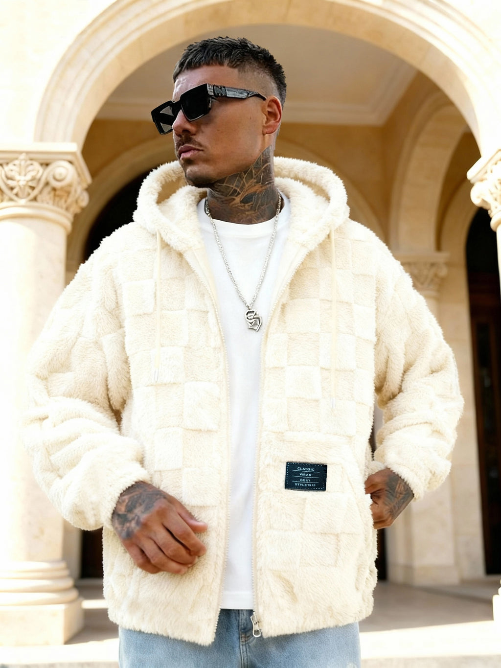 Veste pour homme, à capuche, vert clair