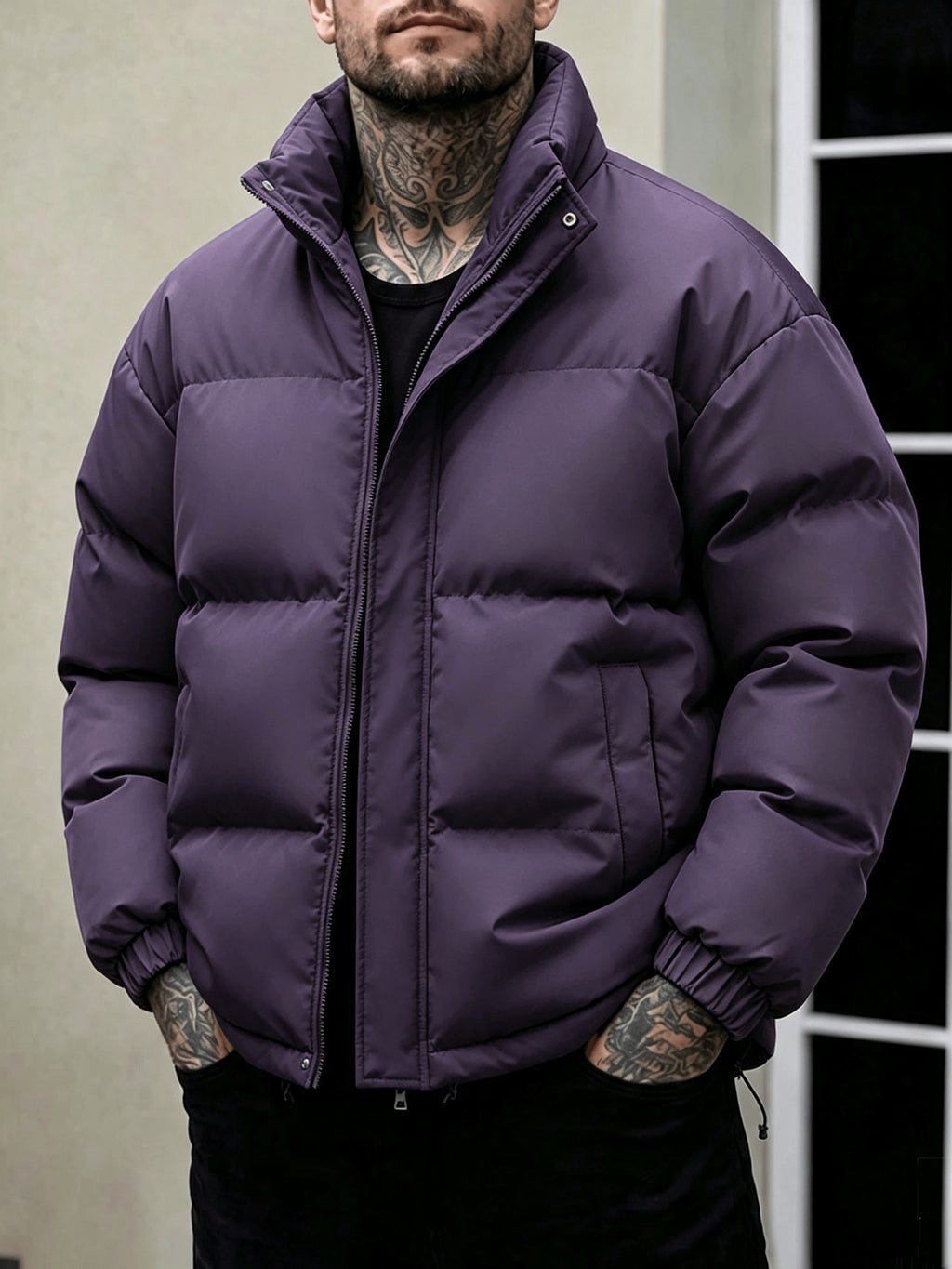 Veste pour homme, à col montant, blanc
