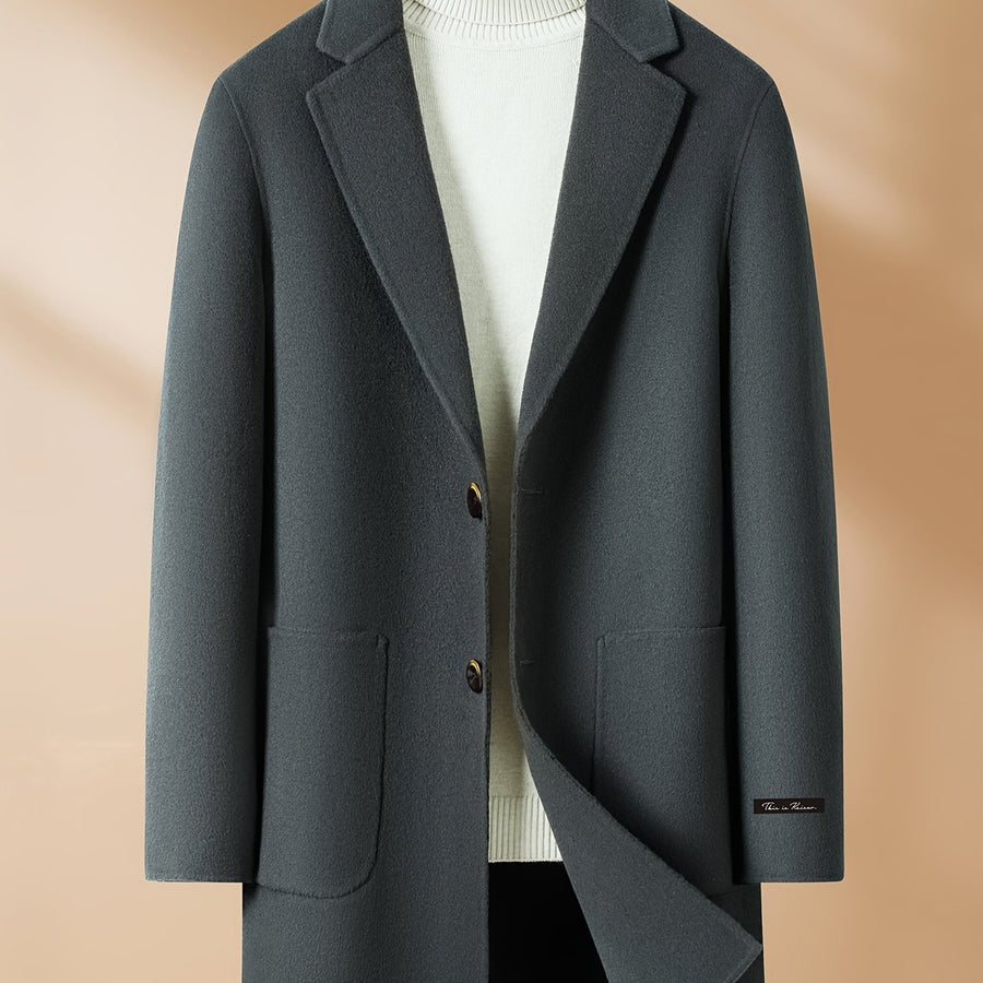 Manteau en laine, 94,1 % laine, à revers, coloris gris foncé, détail
