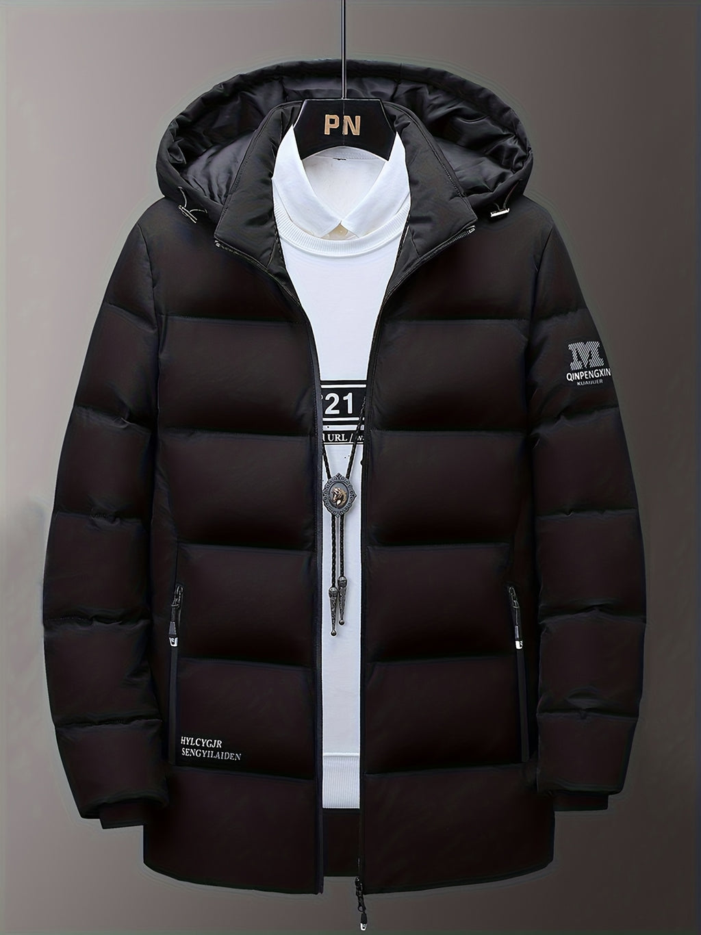 Manteau matelassé pour homme, à capuche, paon bleu