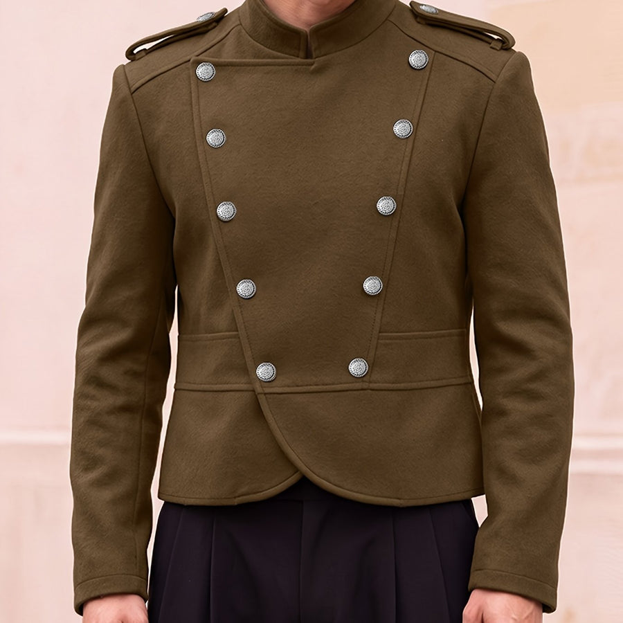 Veste, à col montant, marron clair, coloris marron clair-1