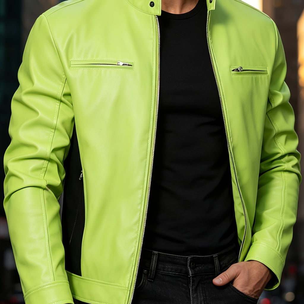 Veste, coupe-vent, à col montant, café, coloris vert herbe, détail