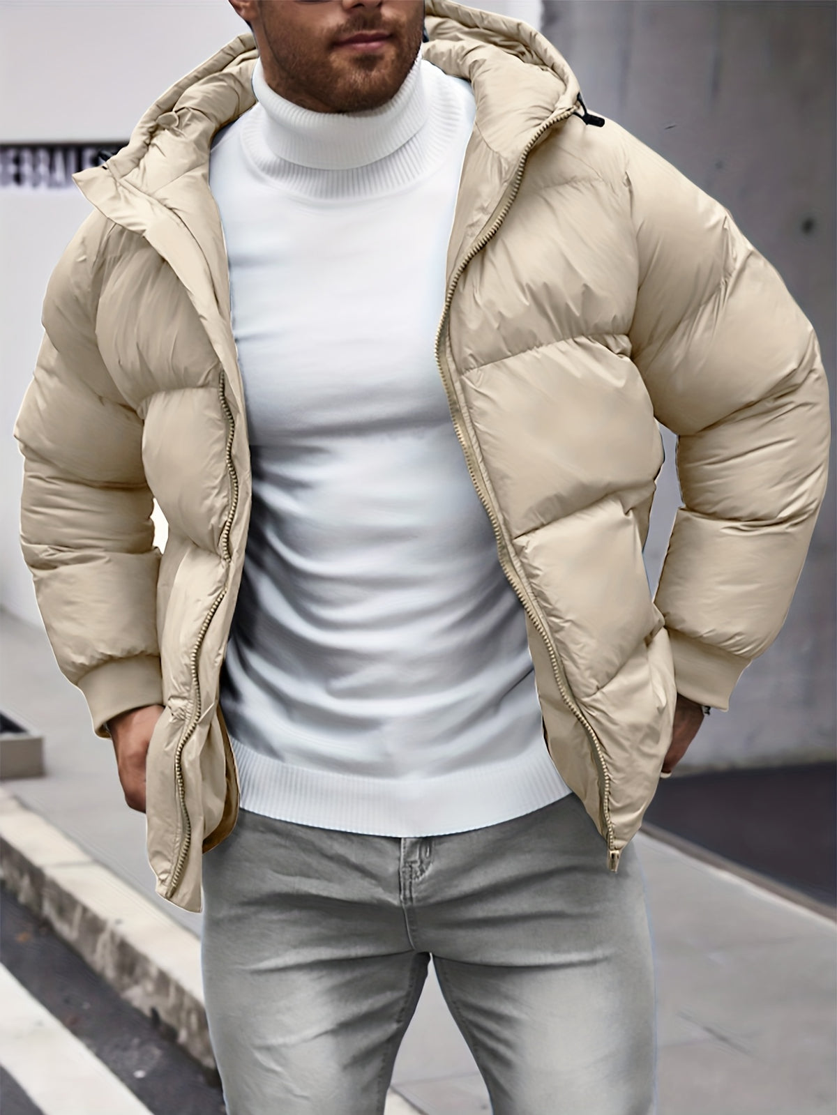 Manteau matelassé pour homme, à capuche
